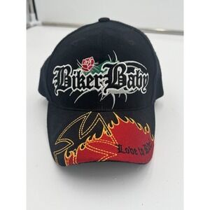 Biker Baby Embroiderd Hat Cap Love To Ride Strapback With Rose & Flames